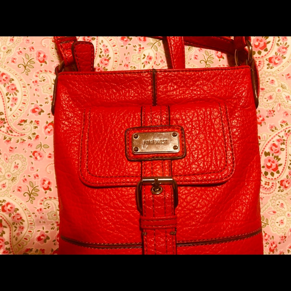 Nine West red color leather shoulder bag